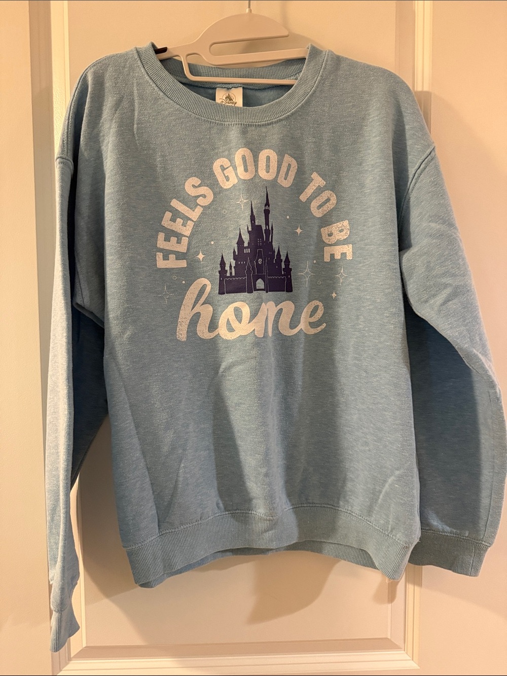 Disney World Light Blue "Feels Good To Be Home" Castle Crewneck Sweatshirt
